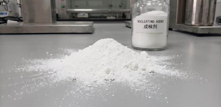 Nucleating agent powder in a polymer laboratory